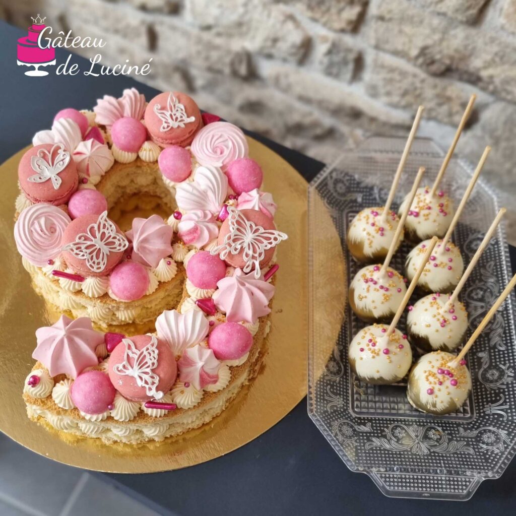 Number cake Dijon : gâteau chiffre personnalisé rose